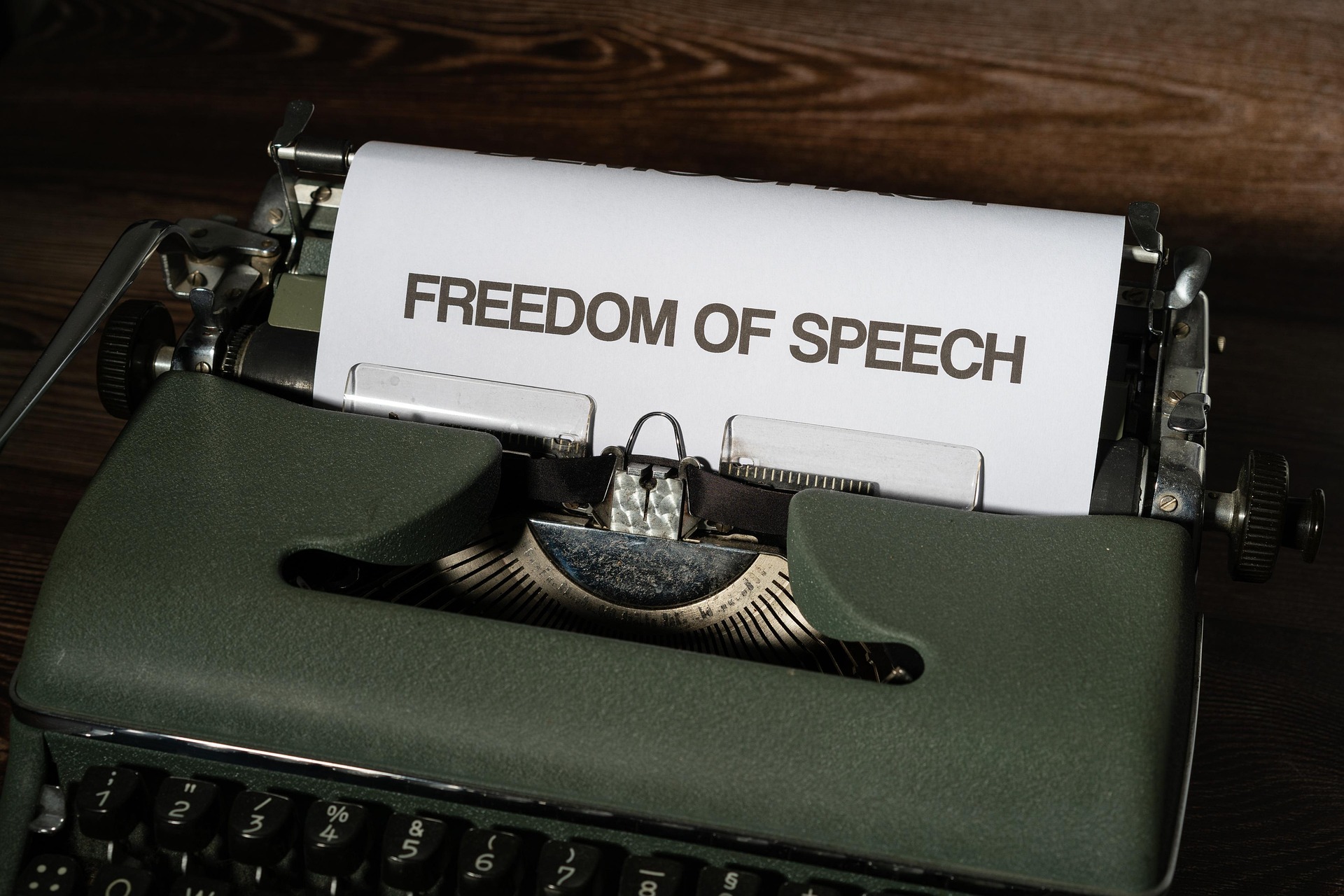 Freedom of Speech written on a typewriter