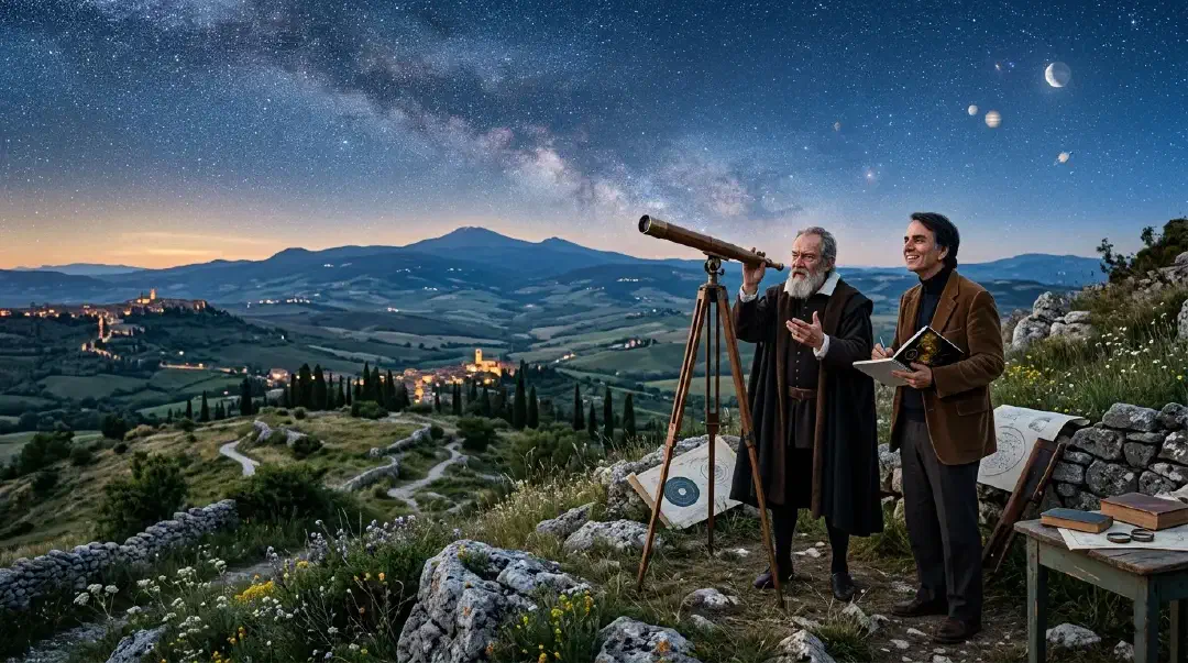 AI Generated image of Galileo and Carl Sagan
